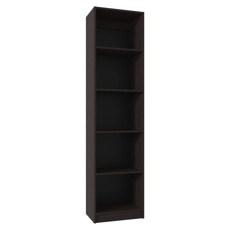 Home Slim 5 Shelves Narrow Bookcase With Open Shelves, Stained Walnut
