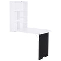 Homcom Wall Mounted Foldable Desk With A Blackboard, Fold Out Convertible Floating Desk With Shelves, White