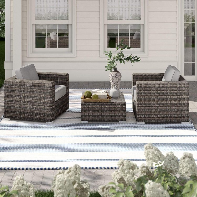 Lsi 3 Piece Wicker Rattan Patio Sofa Set Resort Grade Outdoor Seating With Cushioned Comfort