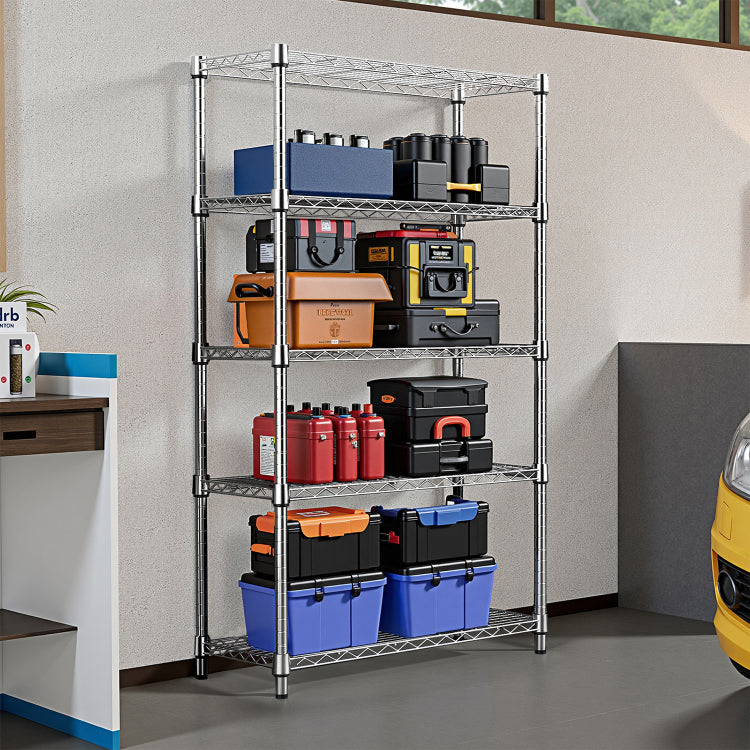 1250 Lbs Steel Heavy Duty 5 Tier Utility Shelving Unit Steel Organizer Wire Rack For Home,Kitchen,Office,Chrome 13.7" D X 23.6" W X 62.4" H