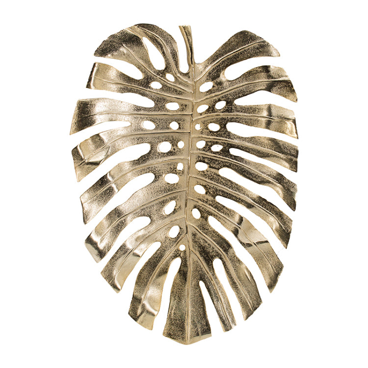 24.8X17.3X2" Gold Monstera Leaf Wall D Cor