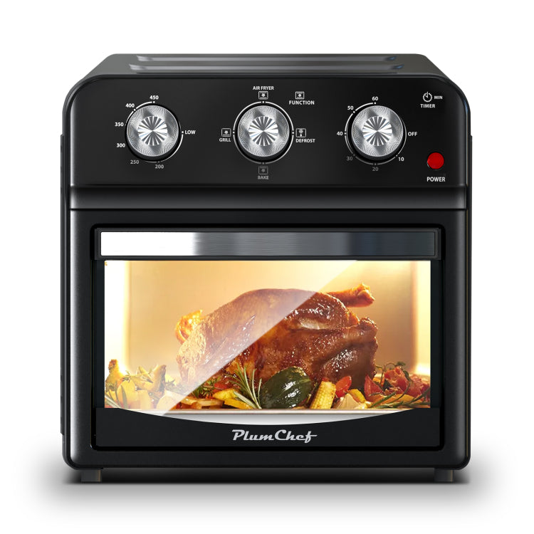 12.5 Quart Air Fryer Convection Toaster Oven, 1500W, 4 Cooking Modes, 7 In 1 Multifunction With Roast, Bake, Grill, Broil, Toast, Dehydrate, Defrost, Stainless Steel, Black