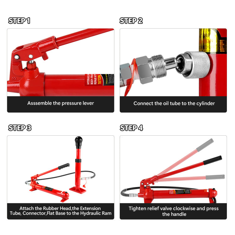 Power Hydraulic Ram Cylinder Jack: Single Acting Mini Jack, Porta Power Kit, Stroke For Building, Bridge, Construction, Precision Machinery, Small Spaces 10 Ton Capacity