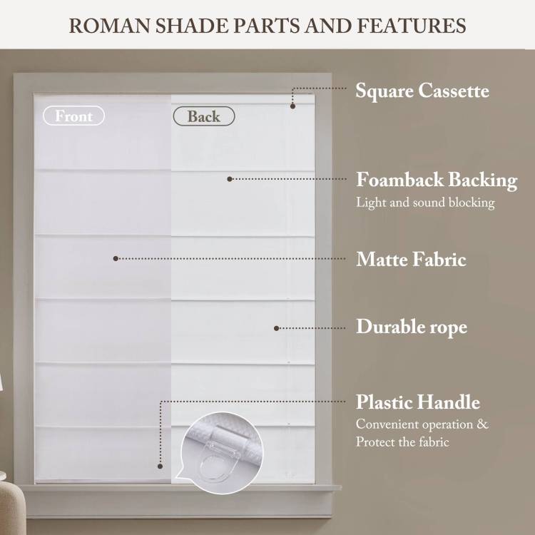 1Pc 33X64" Cordless Roman Blind Fabric