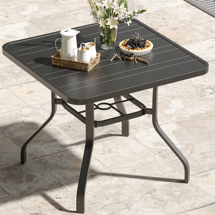 Patio Dining Table 35"X35", Square Outdoor Dining Table With 1.57" Umbrella Hole, Metal Outdoor Furniture For Patio, Graden, Backyard And Poolside, Weather Resistant