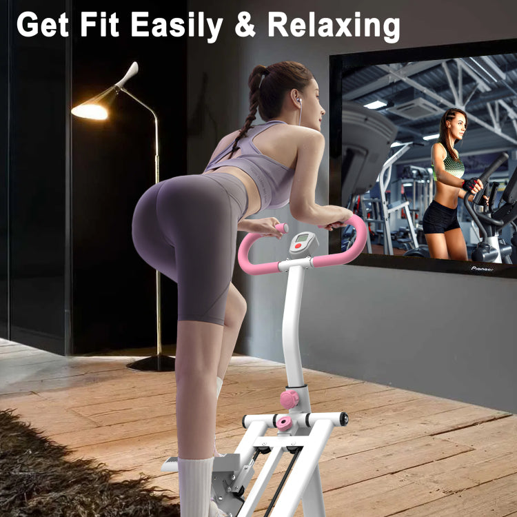 Stair Stepper With Resistance Home Upgrade Vertical Climber Workout Machine For Full Body Exercise Climber Fitness Equipment With Stable Frame Adjustable Handlebar Pink