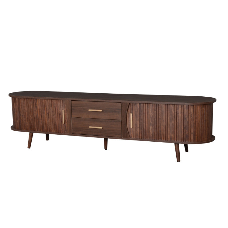 Mid Century Modern Tv Stand For 80" Tv, Entertainment Center With Storage For Living Room, Bedroom, Media Console Table With 2 Drawers