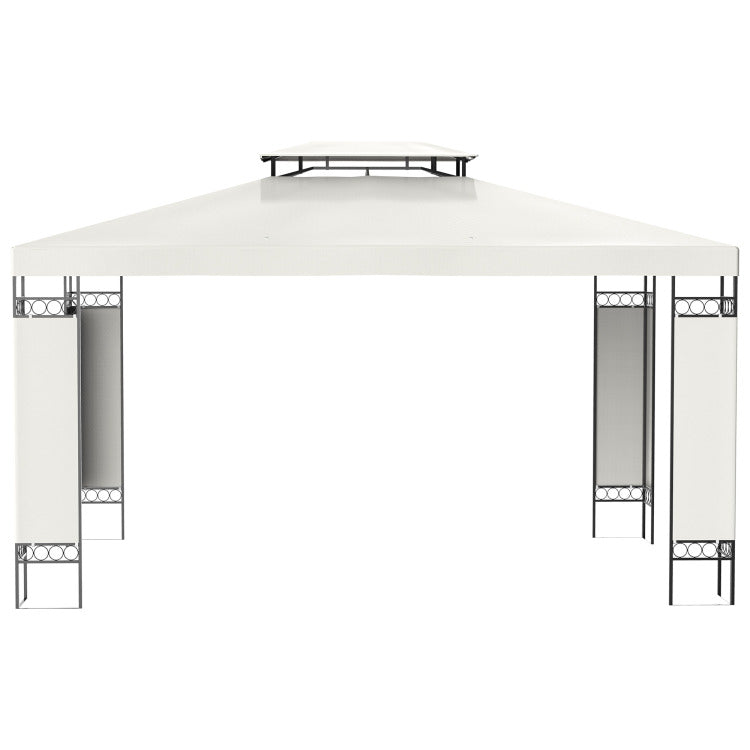 Outsunny 10' X 13' Patio Gazebo, Double Roof Outdoor Gazebo Canopy Shelter With Screen Decorate Corner Frame, For Garden, Lawn, Backyard And Deck, Cream White