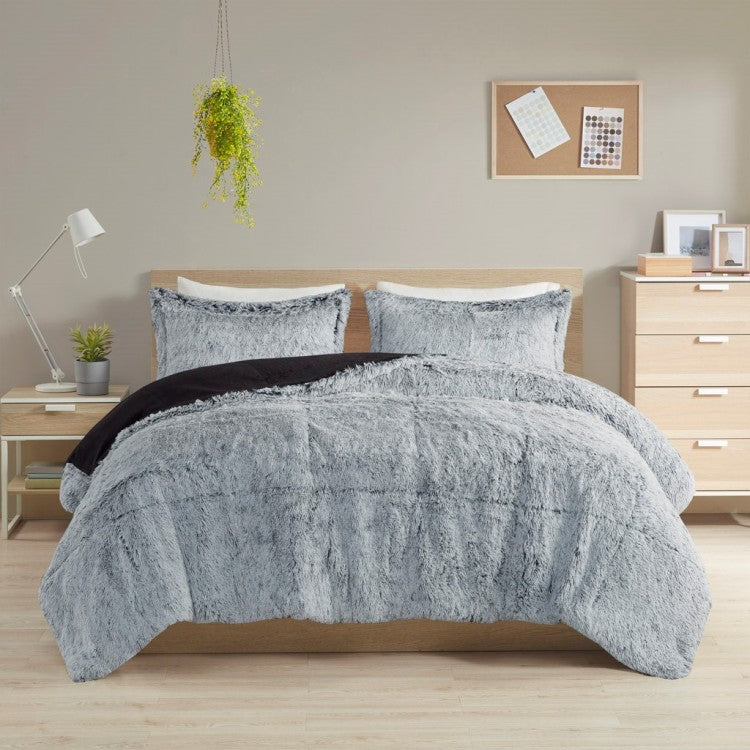 Twin Twin Xl Shaggy Long Fur Comforter Mini Set