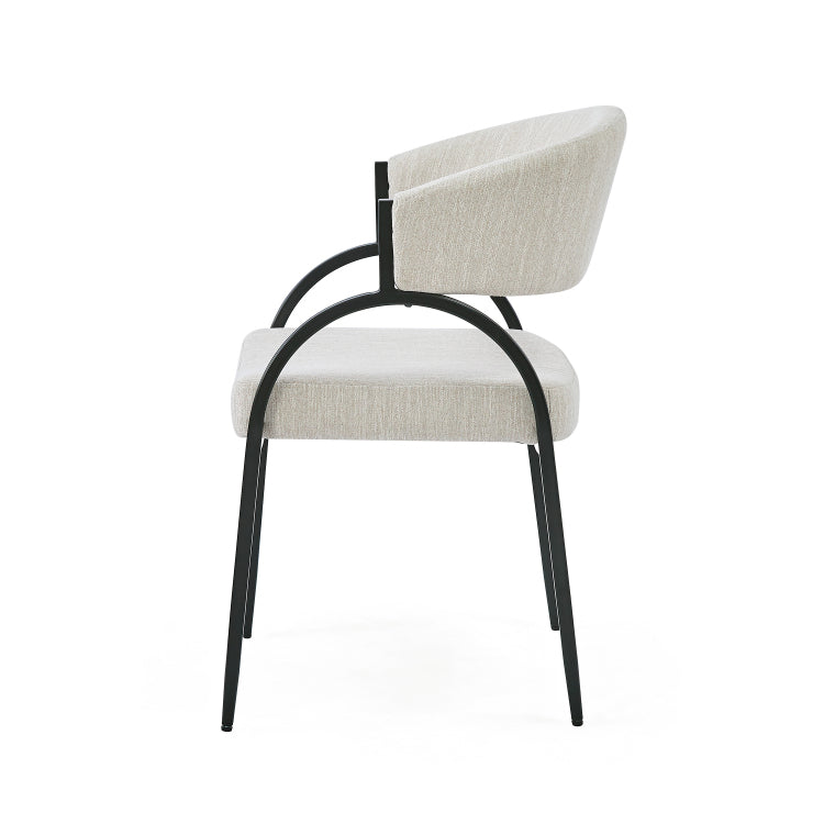 Upholstered Dining Chairs With Metal Legs Set Of 2 ,Beige