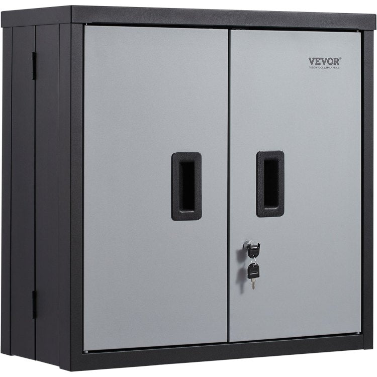 Foldable Wall Cabinet, Metal Garage Cabinet Wall Mounted 26" Small Cabinet 240 Lbs Loading Capacity Adjustable Shelf Magnetic Door File Locker For Garage Office Home Black
