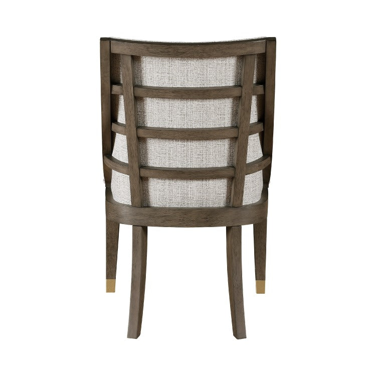 Greta Armchair Set Of 2, Semi Deconstructed Gold Metal, Beige Fabric