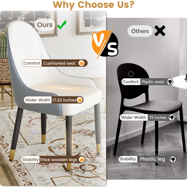 Modern Pu Sponge Filled Dining Chair, Solid Wood Metal Legs, Suitable For Restaurants, Living Rooms And Rooms Set Of 2