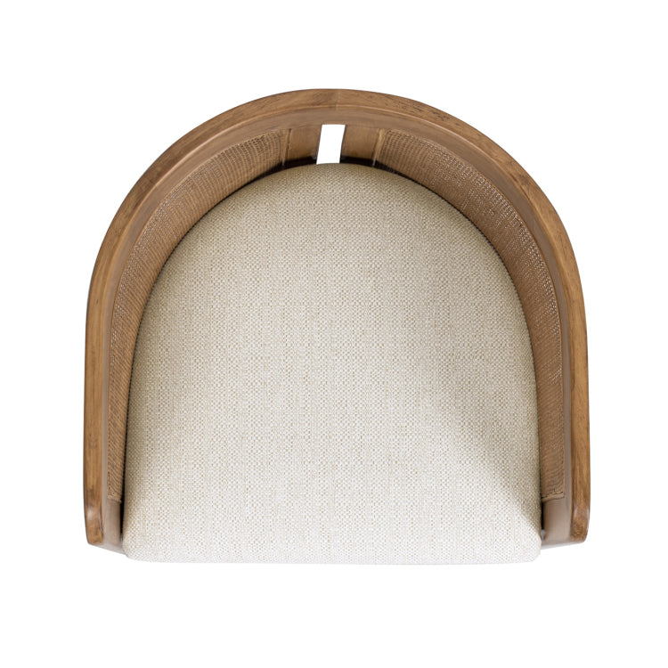 Lilith 20.5" Curved Rattan Upholstered Dining Chair, White Pepper Stain Resistant High Performance Polyester