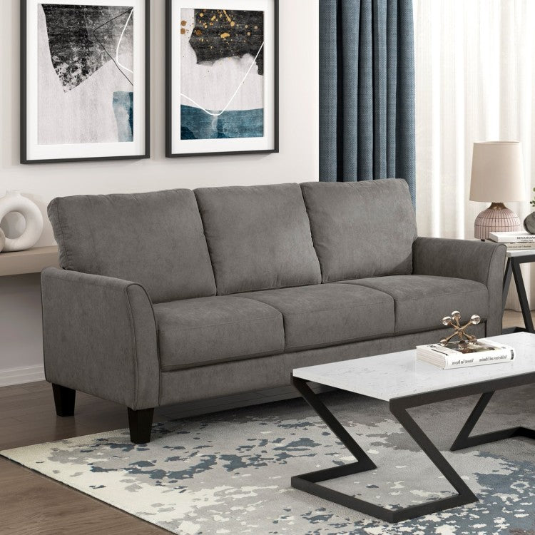 Modern Contemporary Upholstered Sofa Brown Gray Plush Seat Comfort Durable Solid Wood Living Room Furniture 3 Seater Couch 1Pc