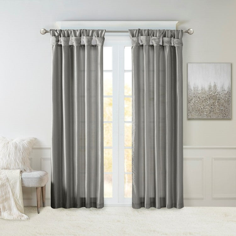 Twist Tab Lined Window Curtain Panel Charcoal 50X84"