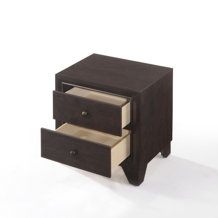 Espresso Finish 2 Drawers Nightstand Wooden Casual Bedroom Furniture 1Pc