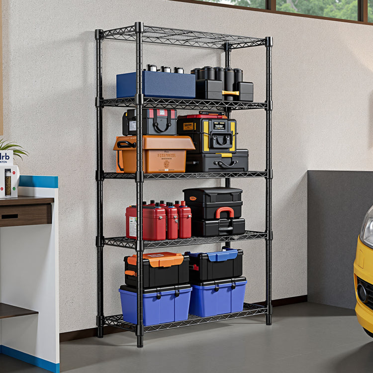1250 Lbs Steel Heavy Duty 5 Tier Utility Shelving Unit Steel Organizer Wire Rack For Home,Kitchen,Office,Chrome 13.7" D X 23.6" W X 62.4" H