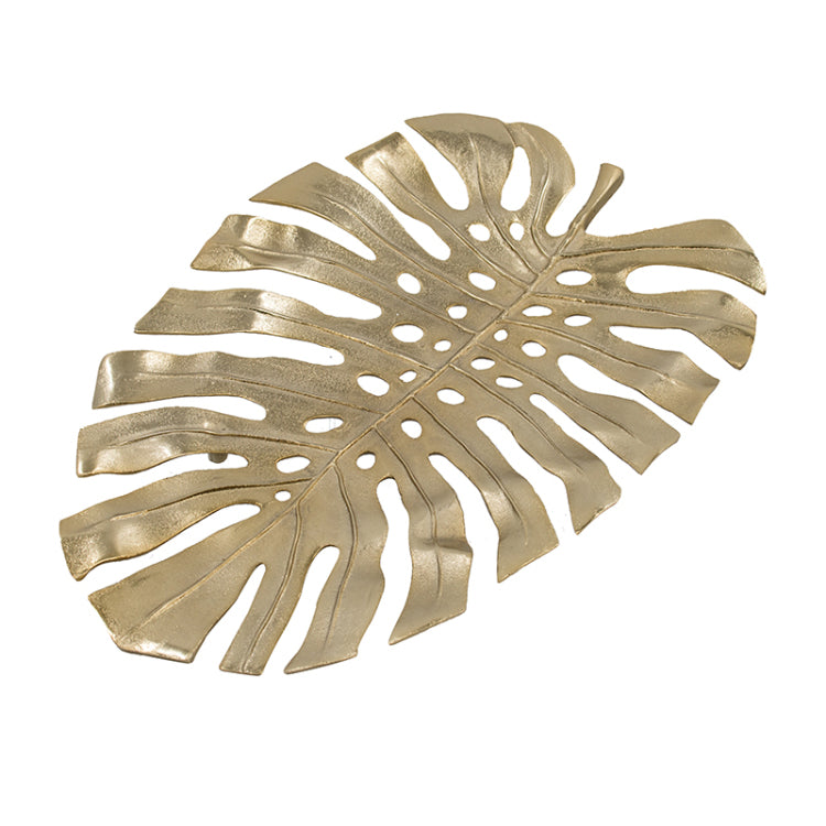 24.8X17.3X2" Gold Monstera Leaf Wall D Cor