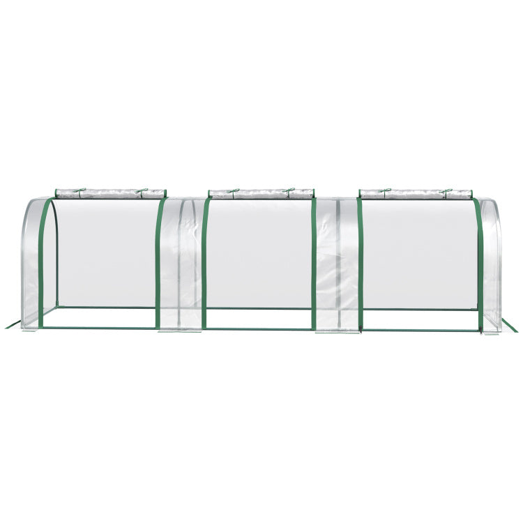 Outsunny 10' X 3' X 2.5' Mini Greenhouse, Portable Tunnel Green House With Roll Up Zippered Doors, Uv Waterproof Cover, Steel Frame, Clear