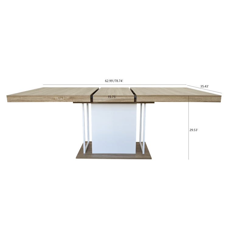 Rectangle Extendable Dining Table For 6 10 People Aged Effect Wood 160 200 Cm