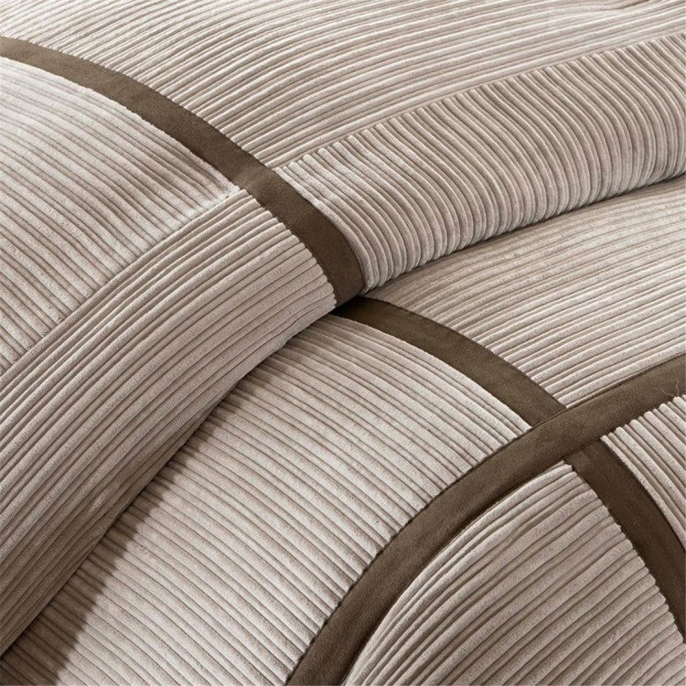 7 Piece Micro Corduroy Comforter Set Taupe Queen