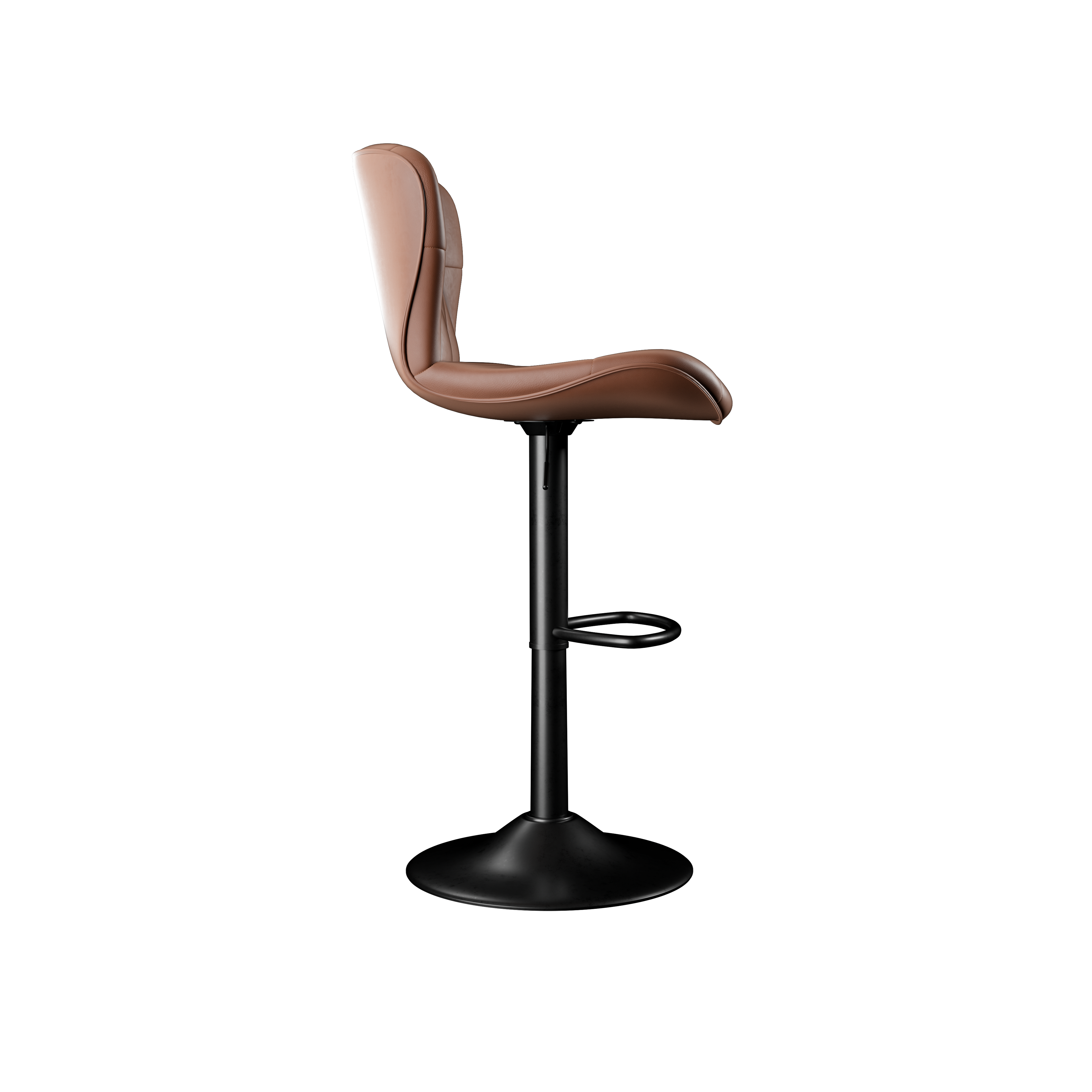 Modern Bar Stools Set Of 2, Faux Leather Upholstered Swivel Bar Stools, Adjustable Counter Height Bar Chairs With Back For Kitchen Island, Rust
