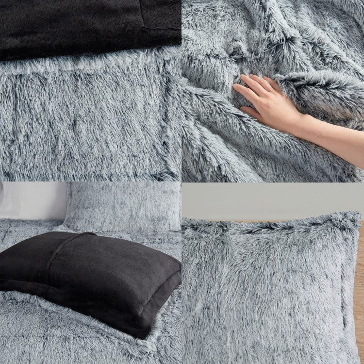 Twin Twin Xl Shaggy Long Fur Comforter Mini Set