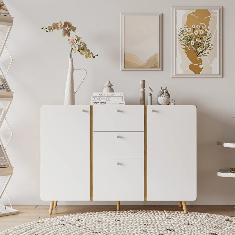 Sideboard Buffet Cabinet With 3 Drawers & 2 Doors,47.24"Buffet Cabinet With Adjustable Shelves For For Living Room Dining Room Hallway,Kitchen