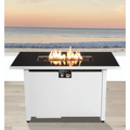 43" Rectangular Fire Pit With Smoked Glass And Metal Frame