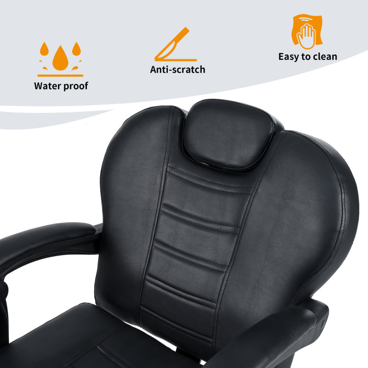 Classic Reclining Barber Chair Salon Chair For Hair Stylist With Heavy Duty Hydraulic Pump, 360 Rotation, Tattoo Chair Shampoo Beauty Salon Equipment, Max Load Weight 330 Lbs, Black