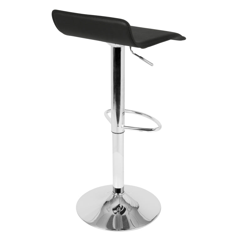 Contemporary Adjustable Barstool In Black Pu Leather Set Of 2