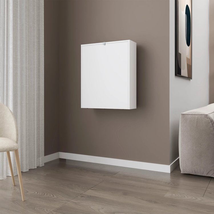 White Wall Mounted Drop Leaf Table