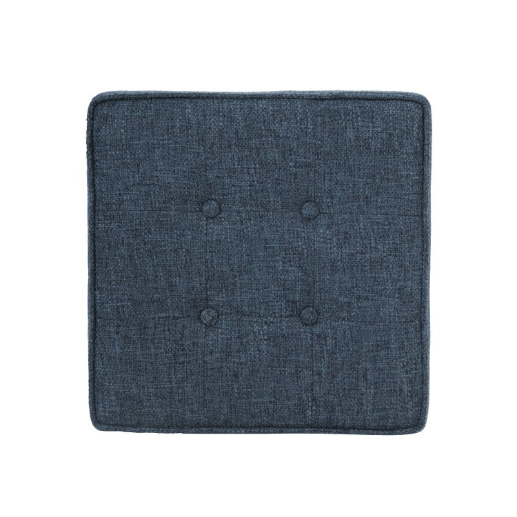 Hery Storage Ottoman, 18 Inch Square Tray Top, Navy Blue Woven Fabric
