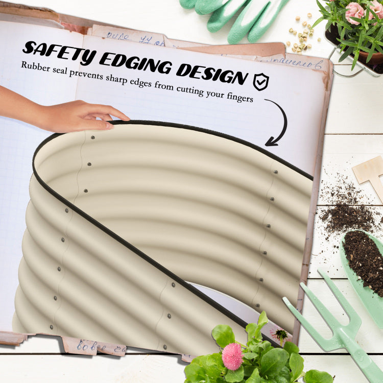 Outsunny 6.5' X 2' X 1.4' Galvanized Raised Garden Bed Kit, Outdoor Metal Elevated Planter Box With Safety Edging, Easy Diy Stock Tank For Growing Flowers, Herbs & Vegetables, Cream