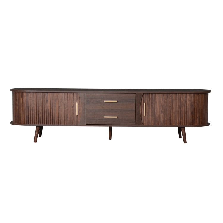 Mid Century Modern Tv Stand For 80" Tv, Entertainment Center With Storage For Living Room, Bedroom, Media Console Table With 2 Drawers