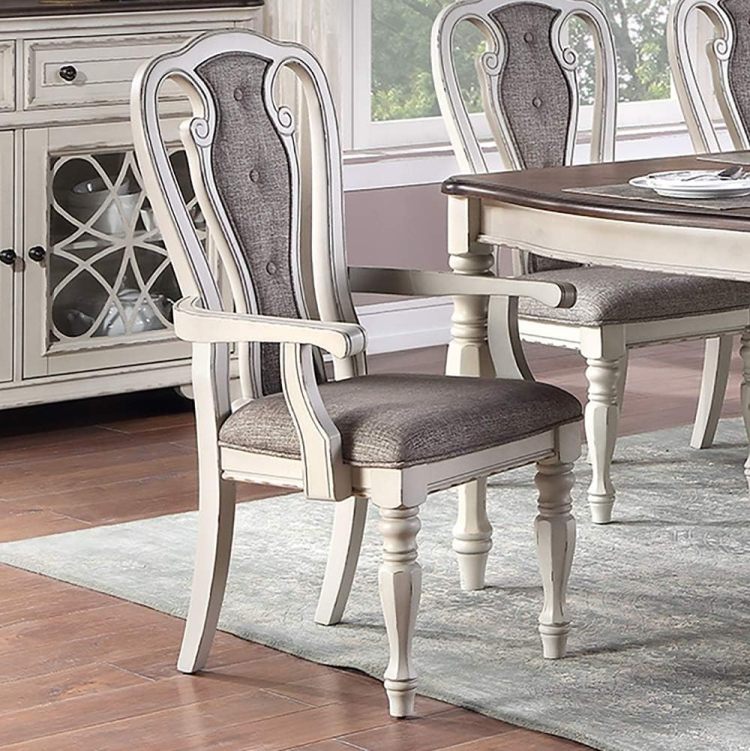 Transitional 9Pc Dining Set Dining Table W Oak Top 6Xside Chairs And 2X Arm Chairs Cushion Seat Antique White Kitchen Dining Room
