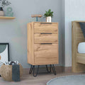 Augusta Light Dresser, Hairpin Legs, Superior Top,Three Drawers Light Oak