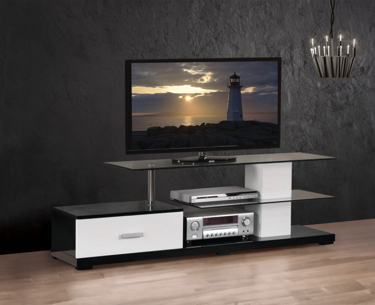 Ivana White & Black Finish Tv Stand