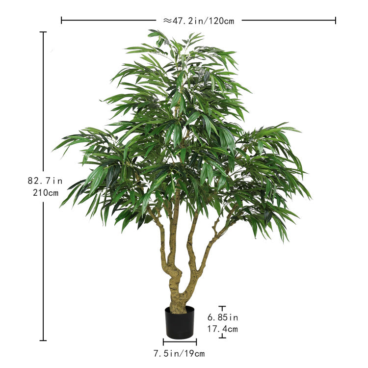 7Ft Artificial Willow Tree, Indoor Faux Slik Greenery Plant For Home, Apartment, Or Office Decoration, 1Pc Set