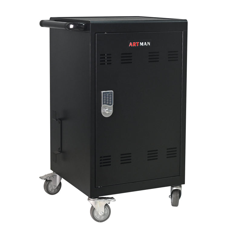 Mobile Charging Cart And Cabinet For Tablets Laptops 30 Device With Combination Lock Black