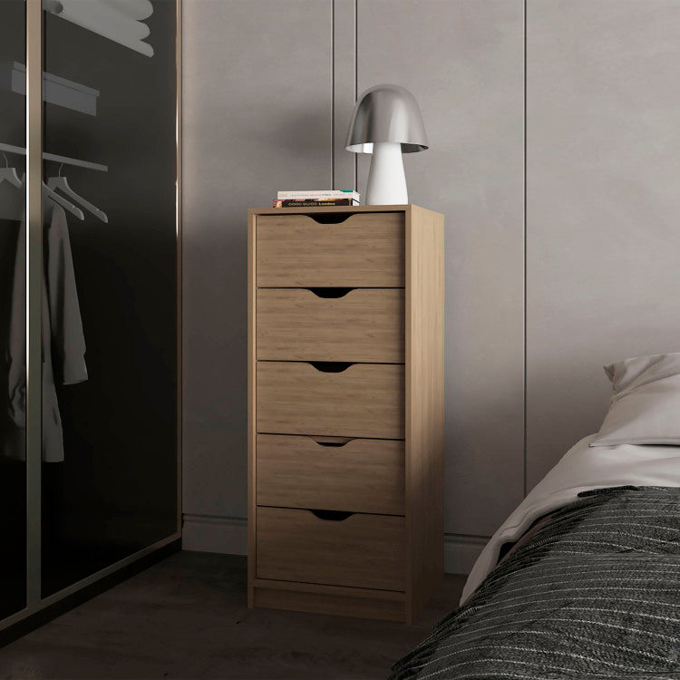 Olijato 5 Drawer Dresser For Nurseries And Bedrooms Modern Space Saving Storage, Natural Oak