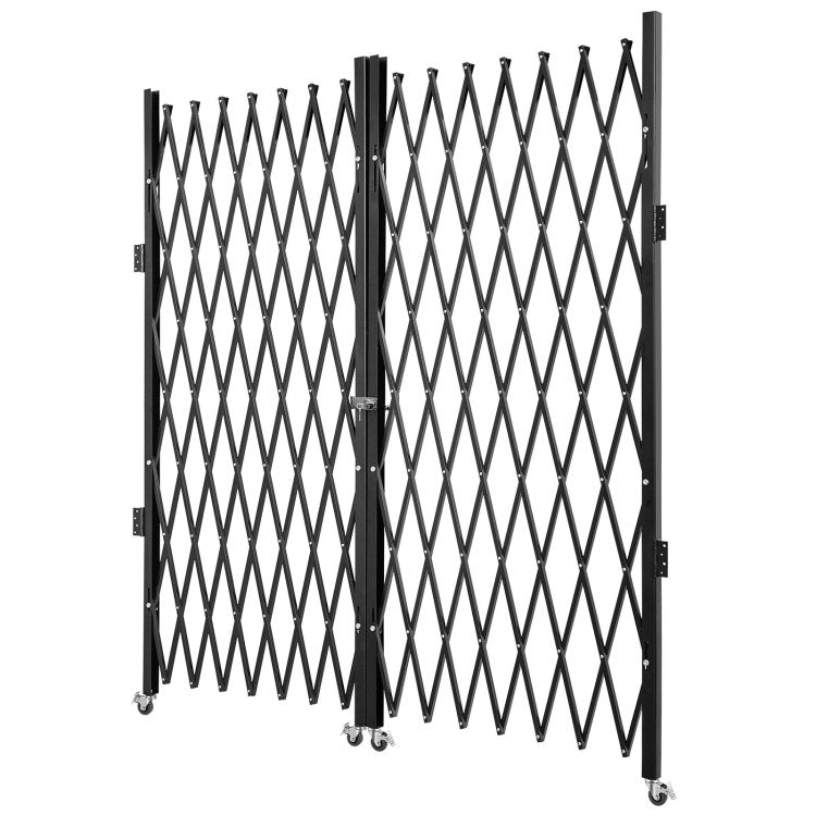 Double Folding Security Gate, 7.1' H X 12.5' W Folding Door Gate, Steel Accordion Security Gate, Flexible Expanding Security Gate, 360 Rolling Barricade Gate, Scissor Gate Or Door With Keys