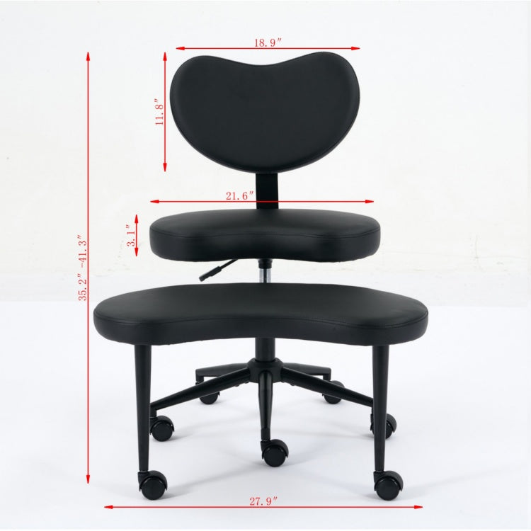 Meditation Chair Plus, Cross Legged Chair With Wheels, Adhd Chair, Criss Cross Desk Chair With Lumbar Support And Adjustable Stool, Flexible Design For Fidgety Sitters, Black Pu