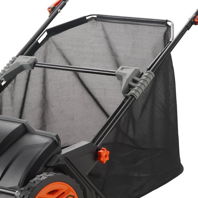Push Lawn Sweeper, 21 Inch Leaf & Grass Collector, Strong Rubber Wheels & Heavy Duty Thickened Steel Durable To Use With Large Capacity 3.5 Cu. Ft. Mesh Collection Hopper Bag, 2 Spinning Brushes