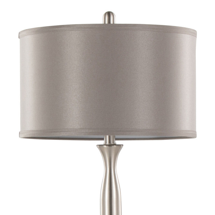 Joan 30" Contemporary Metal Table Lamp In Brushed Nickel With Grey Satin Shade From Grandview Gallery Set Of 2
