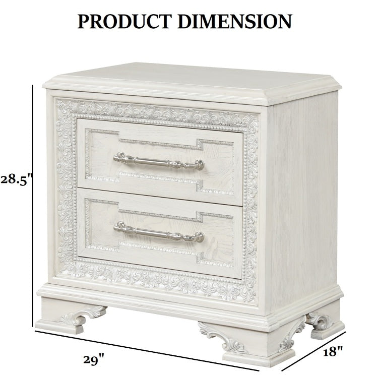 Traditional Style 1Pc Nightstand French And English Dovetail Drawers Ball Bearing Glide Usb Port Creamy White Finish Bedroom Furniture