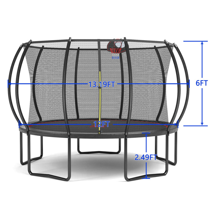 Yc 12Ft Trampoline Pumpkin Black Red