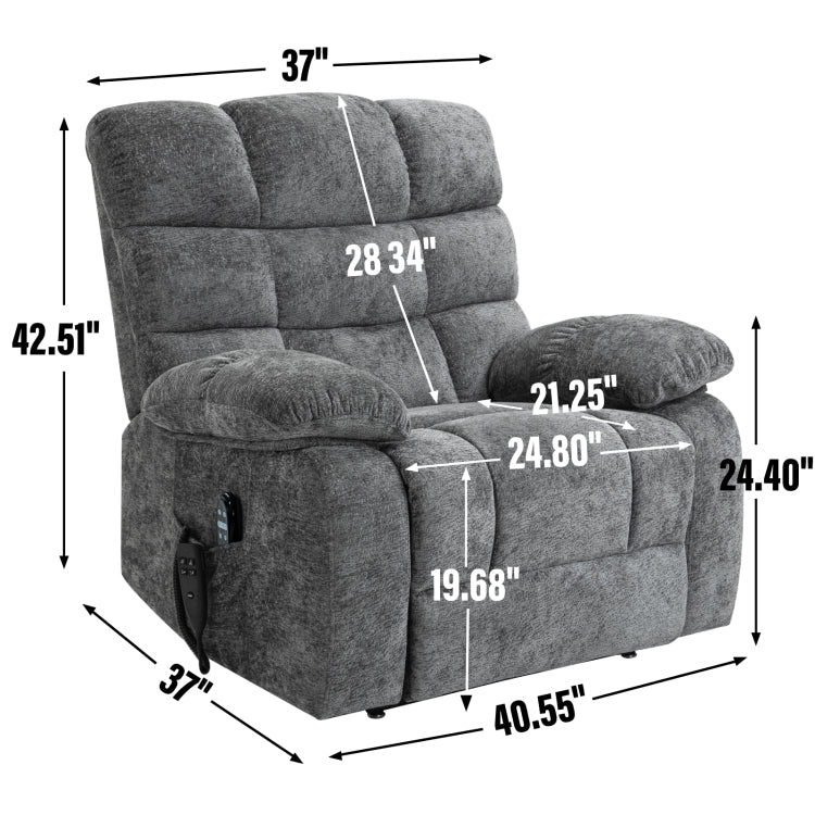 Lift Recliner Chair Heat Massage Dual Motor Infinite Position Up To 350 Lbs Large Electric Power Lift Recliners With Power Remote, Medium Firm And Heavy Duty, Grey