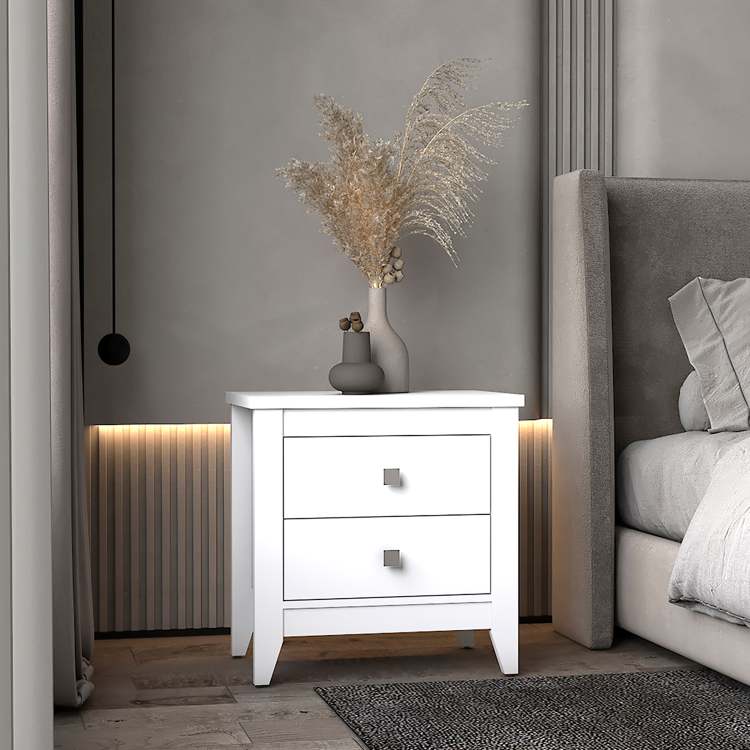 Windsor 2 Drawer Nightstand White